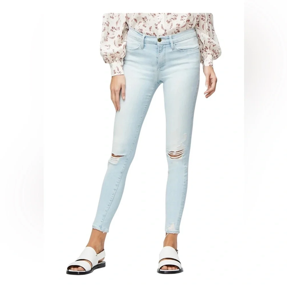 Frame Le High Distressed Skinny Jeans.